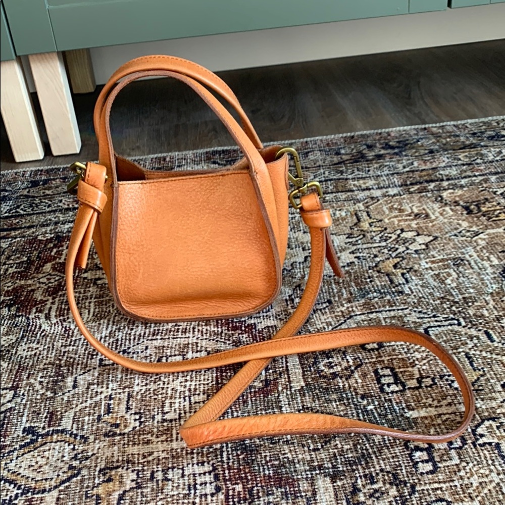 Madewell Tan Leather Mini Bag with Structured Design